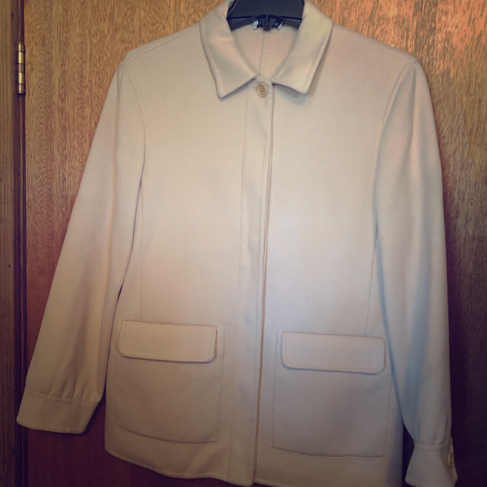 Armani short cream wool coat.